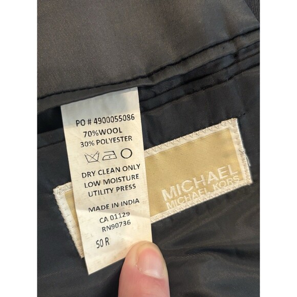 Michael Kors Suit Jacket Blazer Mens 50R Black 2 Button Wool - Picture 4 of 9